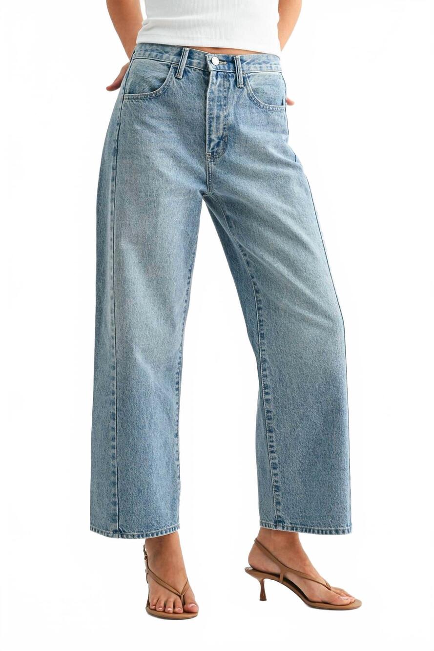 NEW JUST BLACK DENIM high rise twist seam barrel jean in medium wash